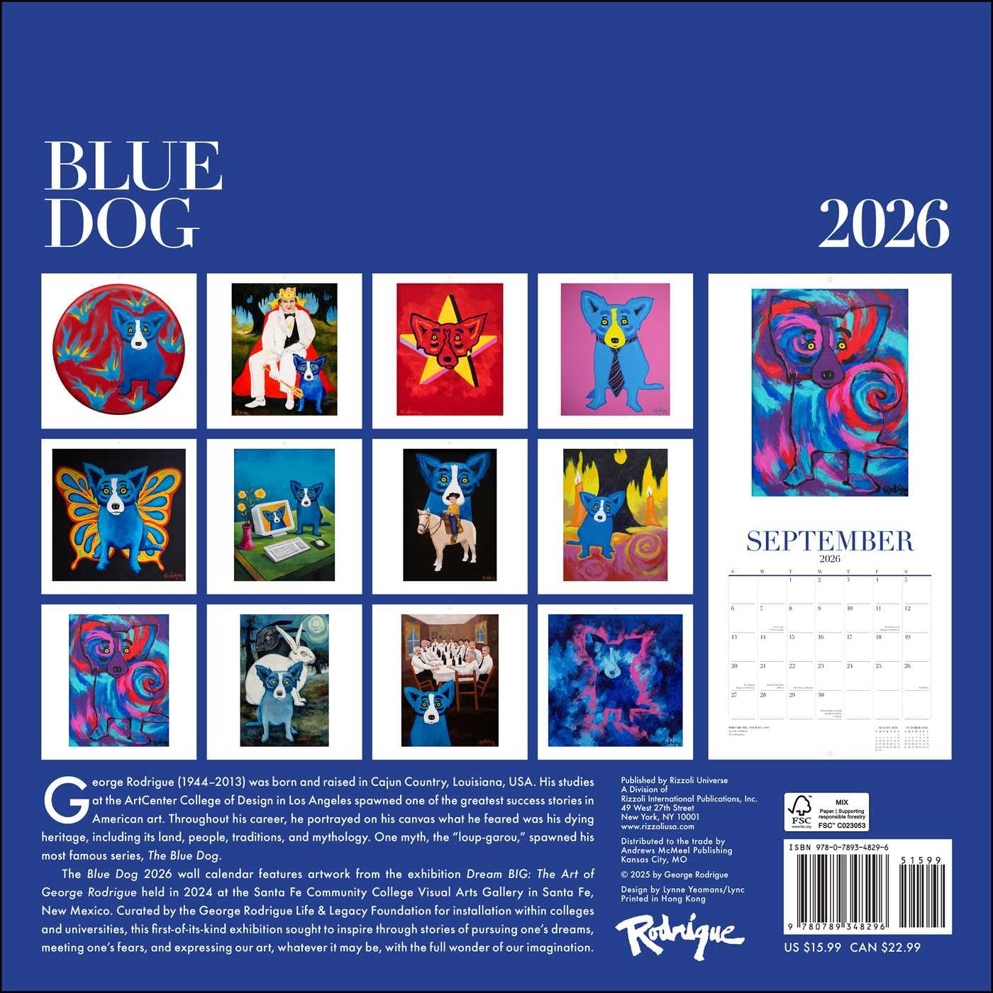 Blue Dog 2026 Wall Calendar