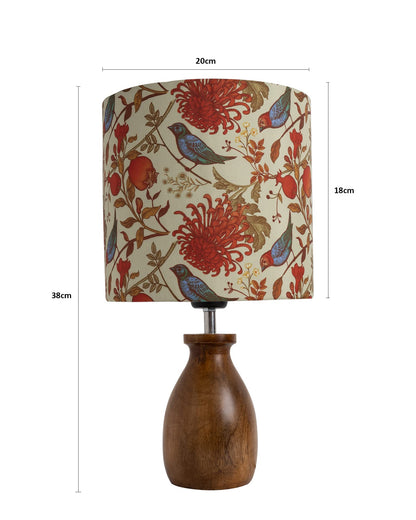 Table Lamp with Linen Shade and Wooden Base - 20x20x38 cm - Multicolor