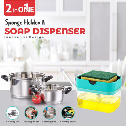 Soap Dispenser with Caddy - ABS Plastic - 12 x 12 x 9 cm - Multicolor