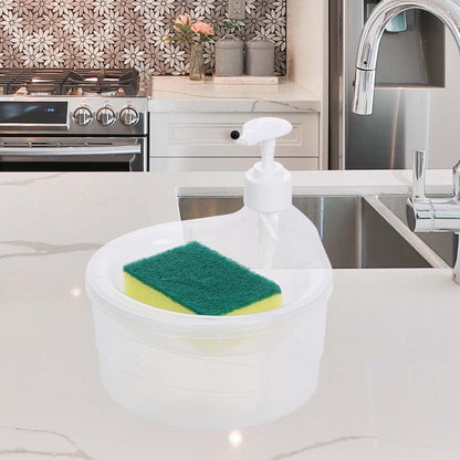 Dual Function Soap Dispenser with Sponge Holder - Transparent Plastic - Kitchen Sink Accessories