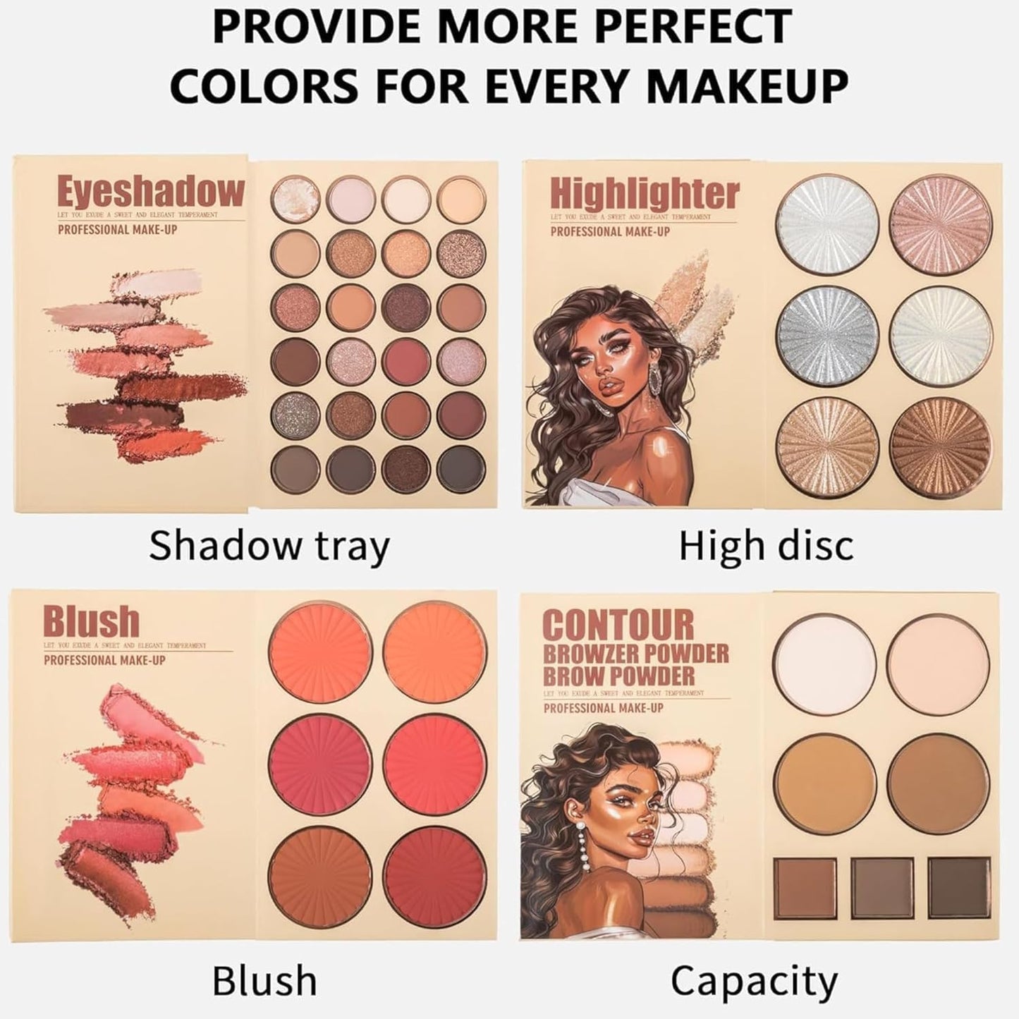 All-in-One Face Makeup Book Palette - Eyeshadow, Blush, Contour & More