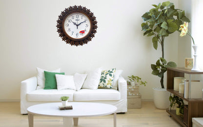Analog Wall Clock with Wooden Look, 32.5 cm, Brown, Plastic