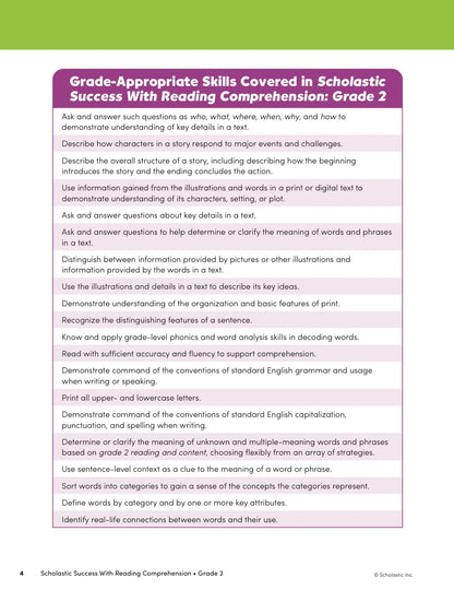 Scholastic Success with Reading Comprehension Grade 2 Workbook