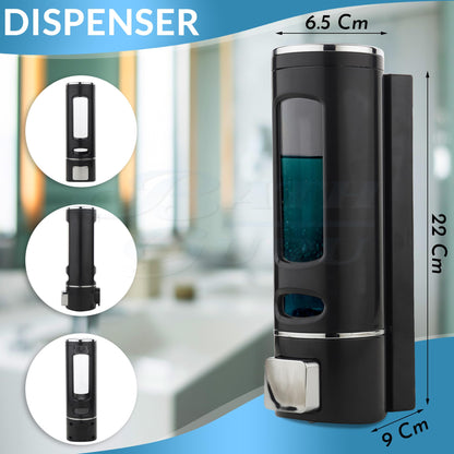 Wall Mounted Soap Dispenser - Plastic - White & Black - 6 x 9 x 22 cm - 400ml Capacity