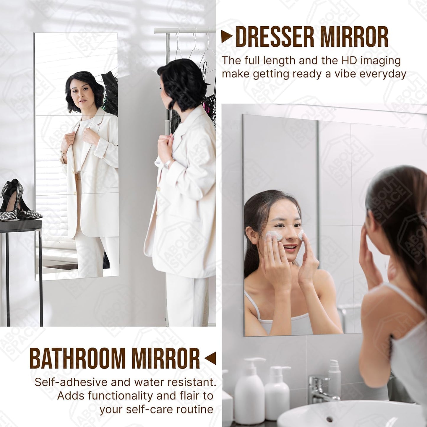 Square Acrylic Wall Mirror Stickers - Silver Reflective Finish - 15 x 15 cm - Pack of 10