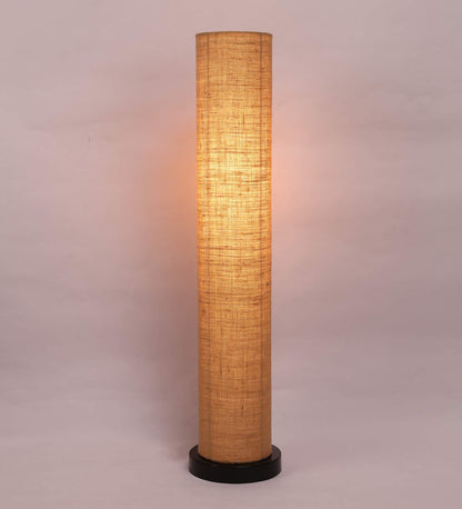 Jute Floor Lamp LED, Modern Iron Base, Beige Shade, Height 33 Inches