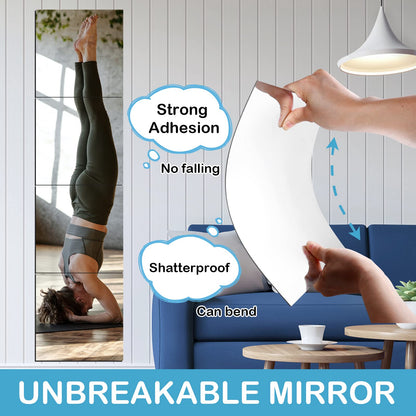 Wall Mirror - Modern Acrylic Full Length Shatterproof - 12" x 12" - Wall-Mounted - 4 Pcs