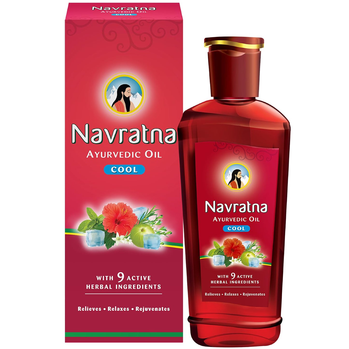 Ayurvedic Cool Oil with 9 Herbs for Headache Relief, 500ml