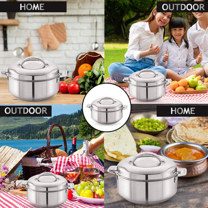 CELLO Maxima Insulated Casserole Hot Pot For Kitchen 1350ml, Silver