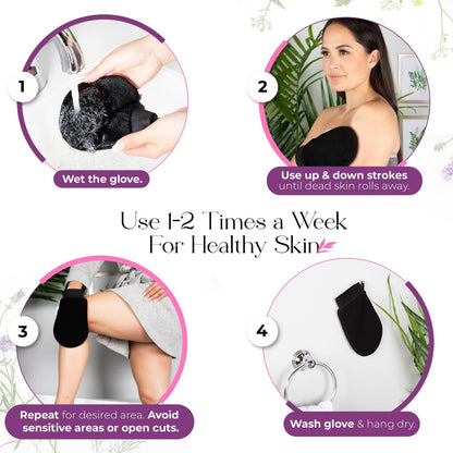 Body Exfoliating Glove - Viscose Fiber, Double-Layered, Black