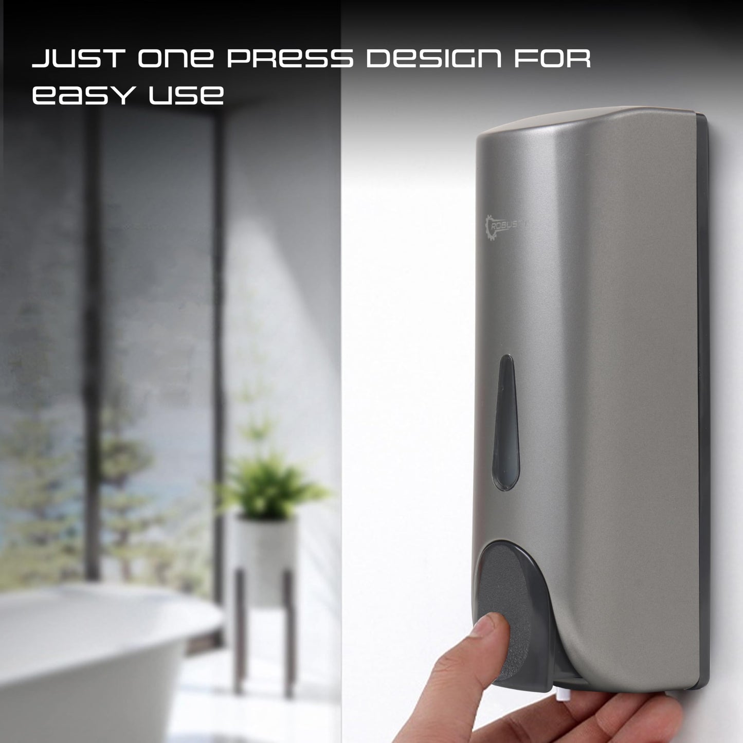 Wall Mounted Liquid Soap Dispenser - Gun Grey - 300 ml - Durable ABS Material - Easy Installation
