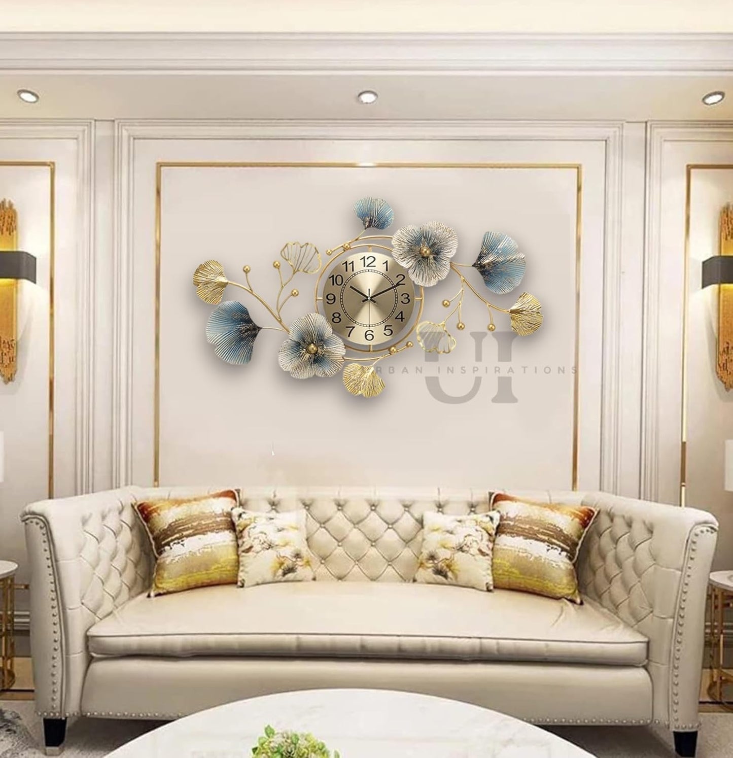 Metal Wall Clock 70cm Antique Design Silent Analog Gold for Living Room