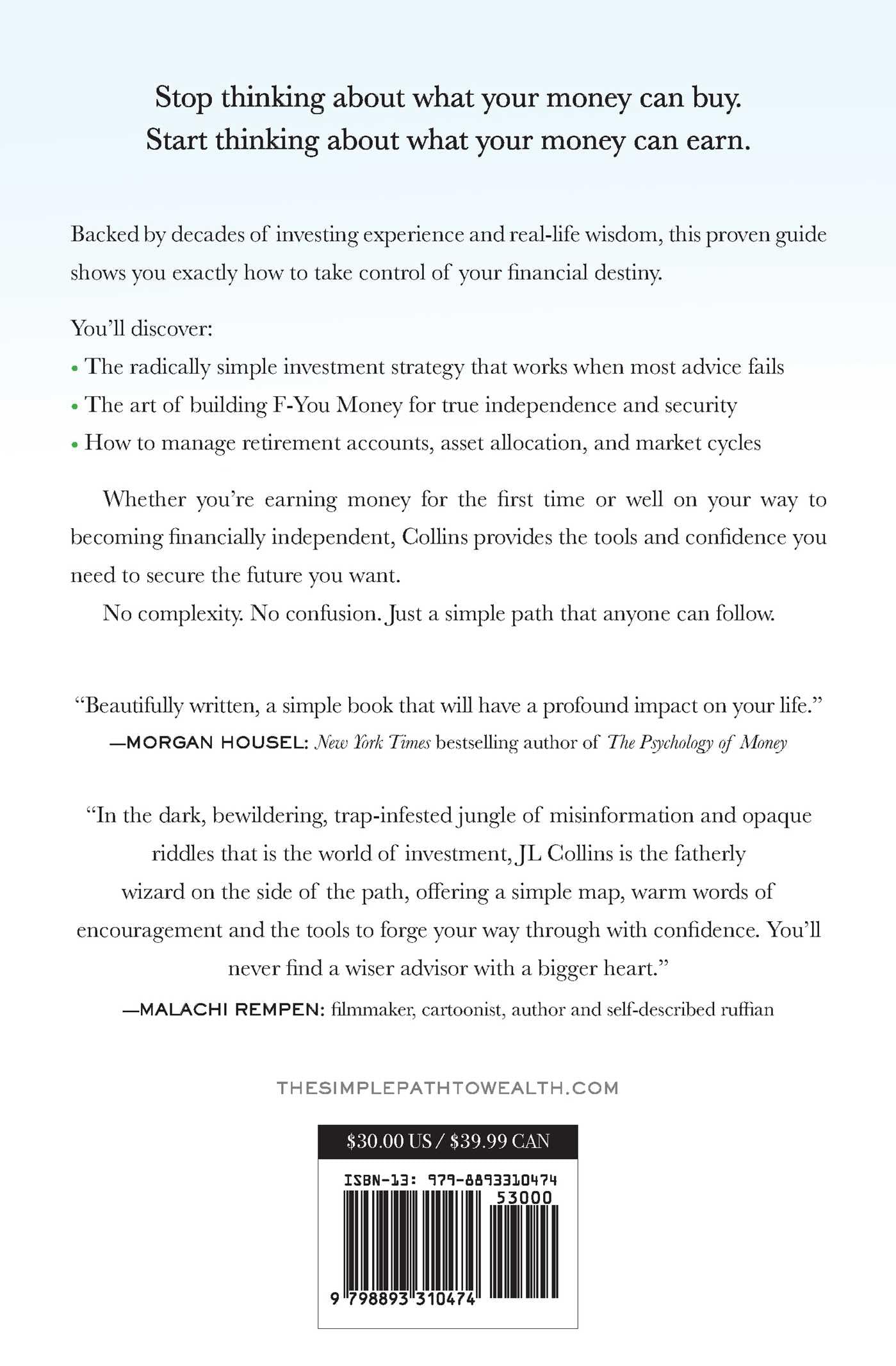 The Simple Path to Wealth: Your Road Map to Financial Independence and a Rich, Free Life 