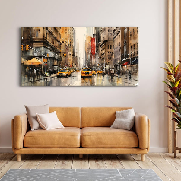Canvas Painting - City and Landscapes - 24 x 48 Inches - Wrapped Cotton Canvas on Pine Wood