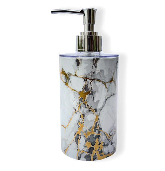 Liquid Soap Dispenser 350ml Marble White Easy Clean Refillable Kitchen Bathroom
