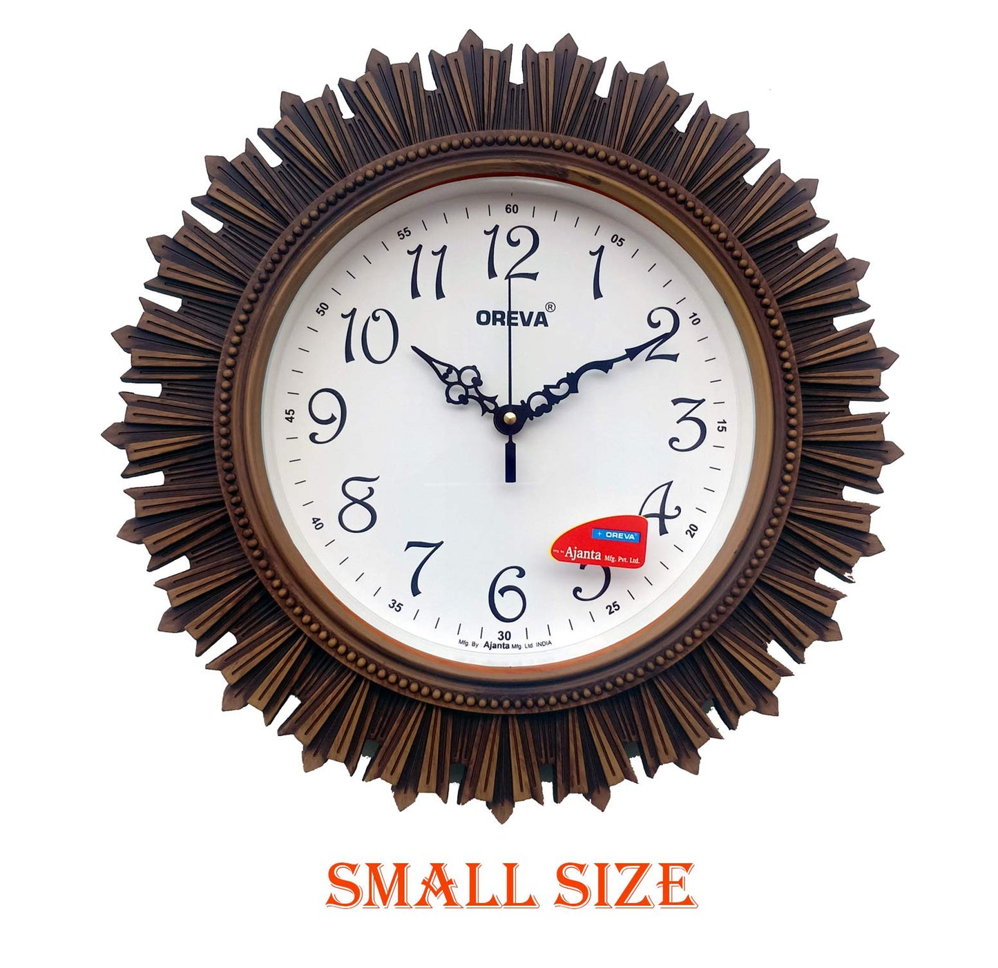 Analog Wall Clock with Wooden Look, 32.5 cm, Brown, Plastic