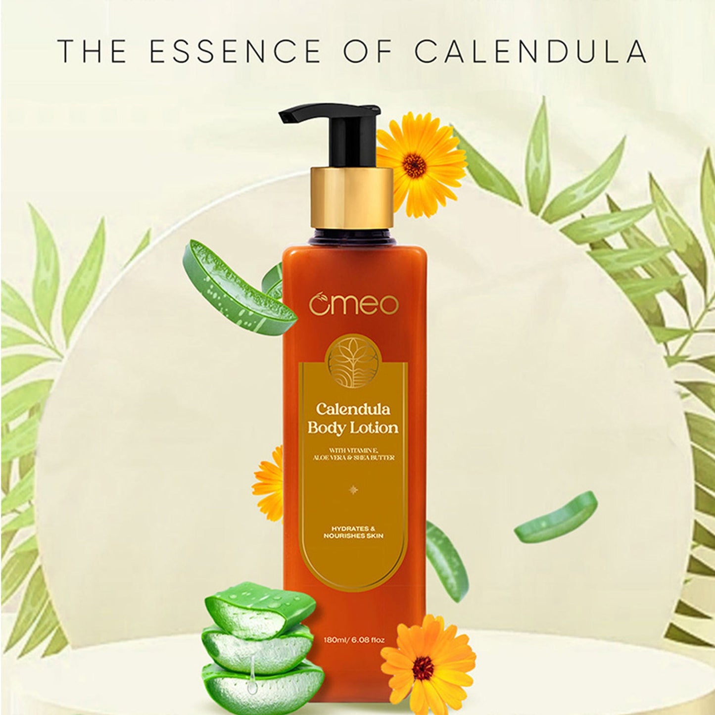 Omeo Calendula Body Lotion with Vitamin E, Aloe Vera & Shea Butter