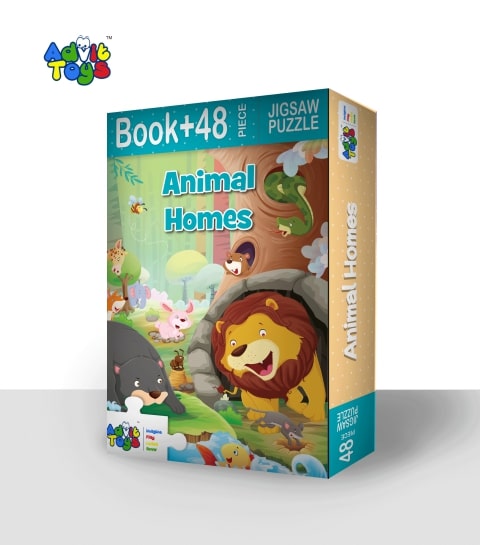 Advit Toys Animal Homes- Jigsaw Puzzle | Animal Habitat Learning Puzzle for Kids (48 Pieces + Educational Fun Fact Book)