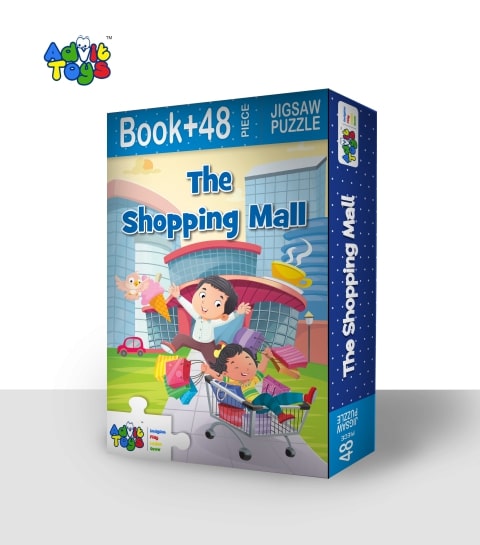 Advit Toys - The Shopping Mall Jigsaw Puzzle | Educational Shopping Mall Puzzle for Kids Age 5+ Years (48 Pieces + Educational Fun Fact Book Inside)