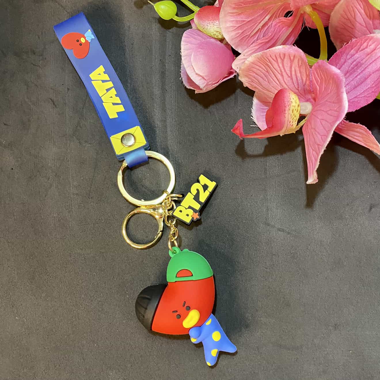 BTS BT21 Tata Lanyard Keychain | Kpop Keychain | Silicone |
