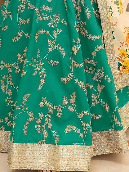 Tulsi Art Enthralling Green Sequins Work Art Silk Sangeet Wear Lehenga Choli