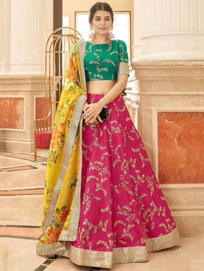 Tulsi Art Fascinating Pink Sequins Work Art Silk Lehenga Choli With Dupatta