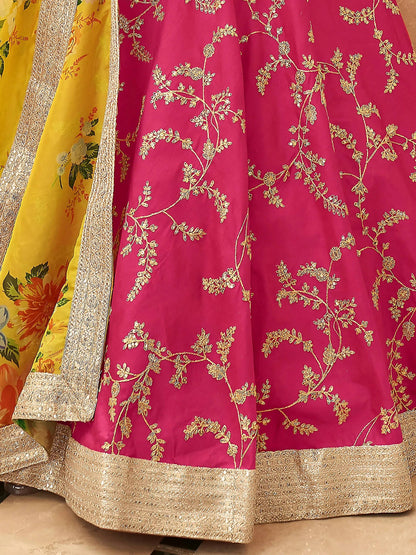 Tulsi Art Fascinating Pink Sequins Work Art Silk Lehenga Choli With Dupatta