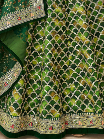 Tulsi Art Marvelous Green Embroidered Art Silk Engagement Wear Lehenga Choli