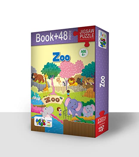 Advit Toys Educational Zoo Animal Jigsaw Puzzle | Educational Learning Puzzle & Gift for Kids (48 Pieces + Book)