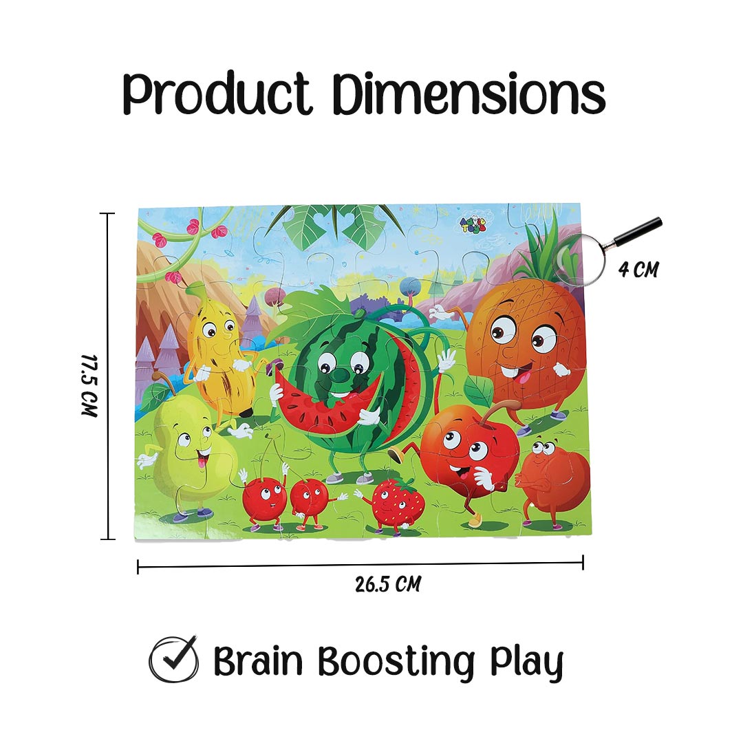 Advit Toys Fruit Jigsaw Puzzles for Kids for Ages 2-5 Puzzle | Preschool Fruit Learning Puzzle for Kids (24 Pieces + Fun Fact Book)