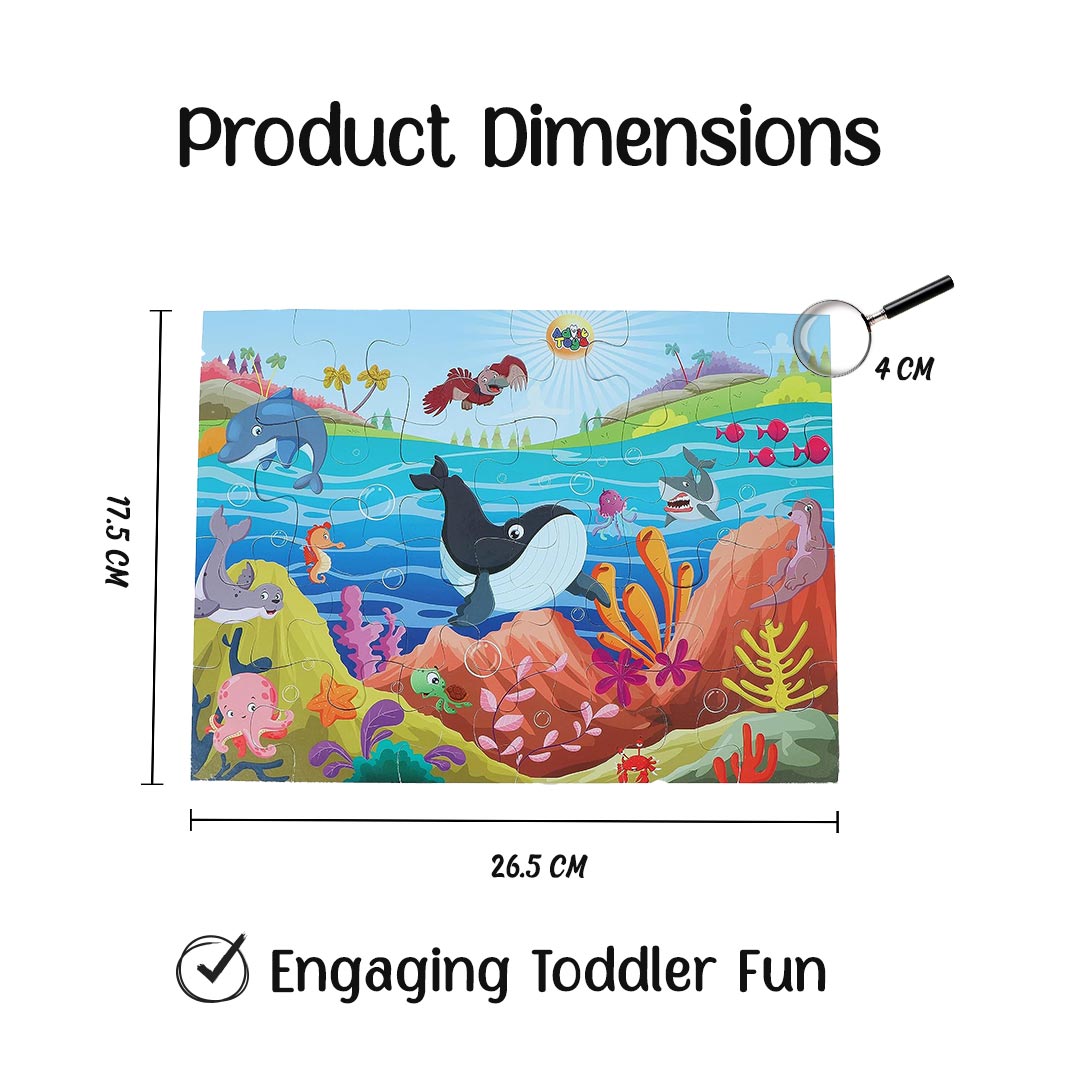 Advit Toys The Sea Animals - Jigsaw Puzzle Fun for Kids | Sea Animal Learning Puzzle for Kids & Toddlers (24 Pieces + Book Inside)