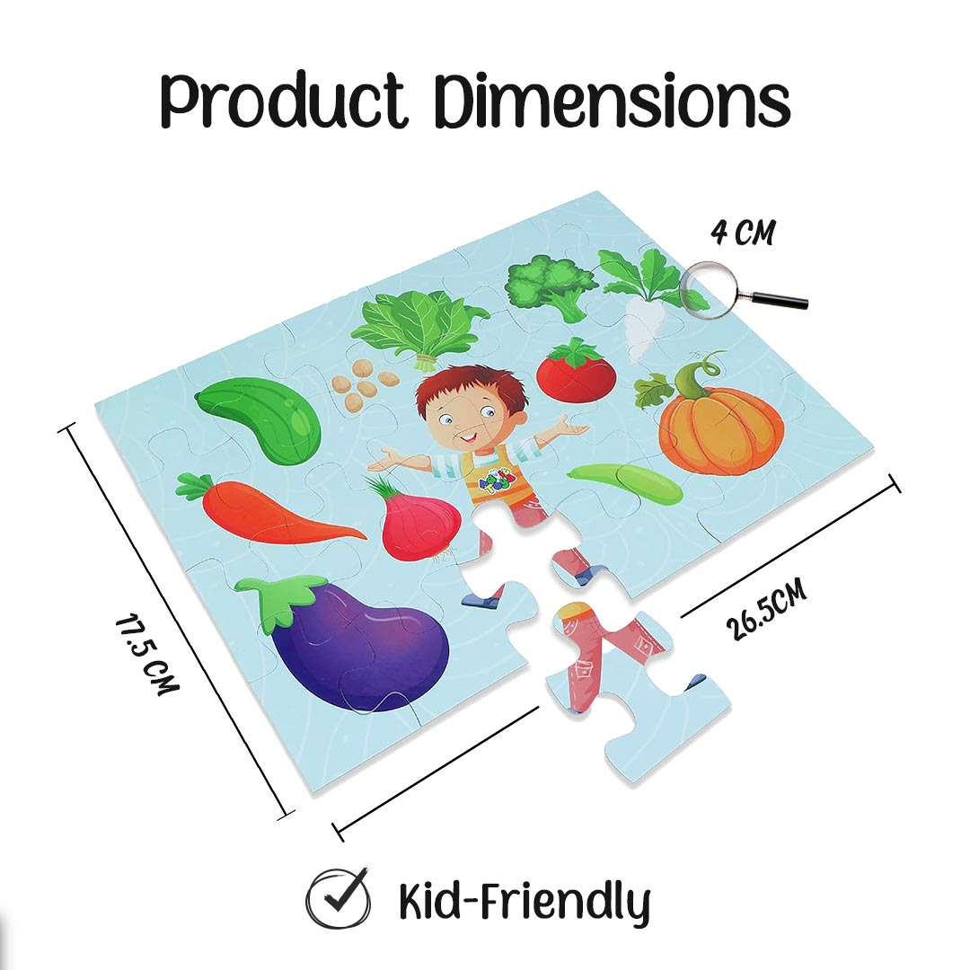 Advit Toys Vegetables Jigsaw Puzzle for Kids Boys and Girls | Vegetable Learning Puzzle for Toddlers 2+ Years (24 Pieces + Book Inside)