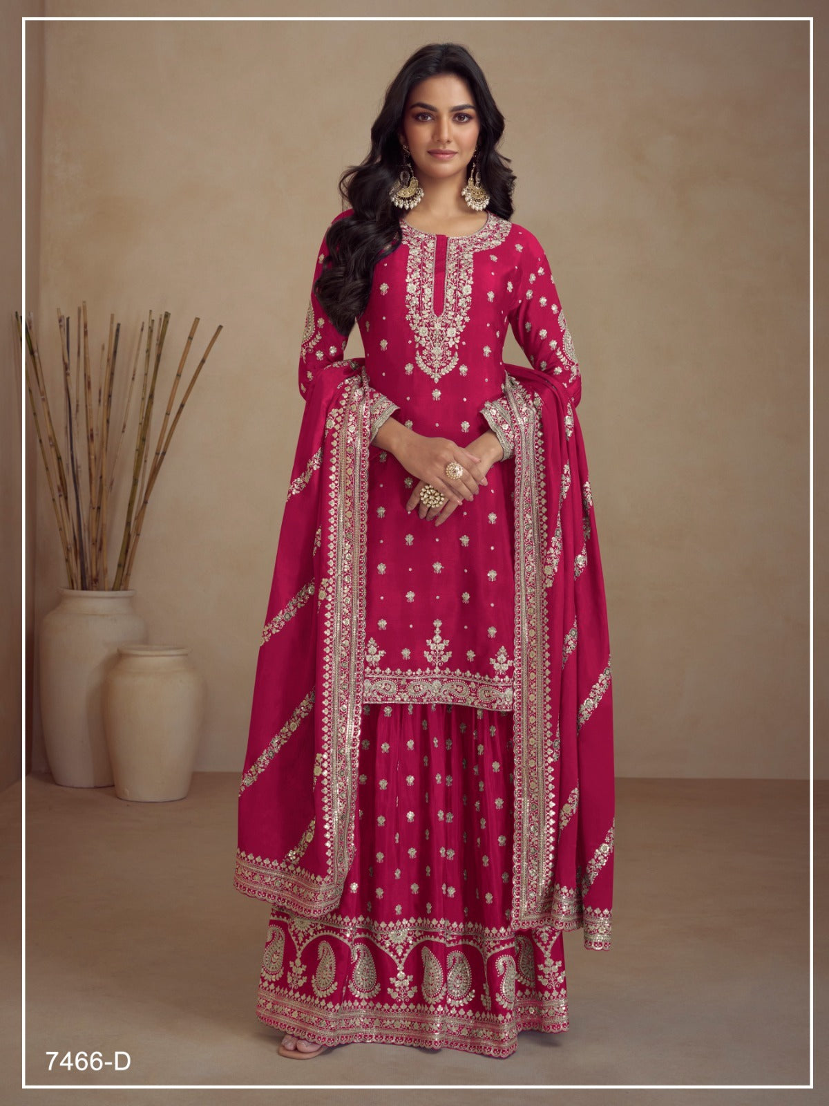Anaita Red Heavy Vichitra Silk Suit With Sequence & Multi Work