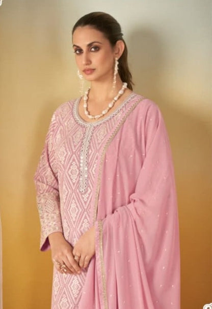 Anaita Pink Georgette Stitched Suit With Embroidery & Sequence Work