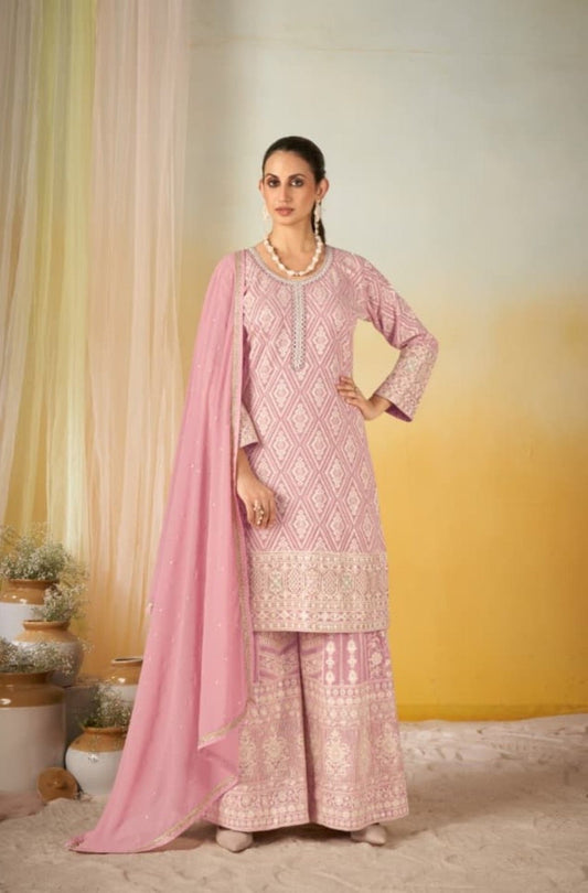 Anaita Pink Georgette Stitched Suit With Embroidery & Sequence Work
