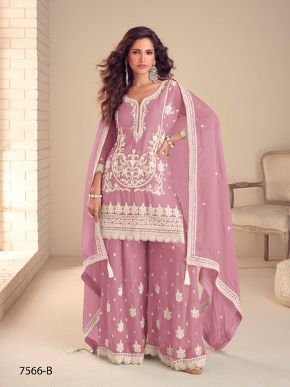Anaita Purple Chinon Stitched Suit with Embroidery & Sequence Work