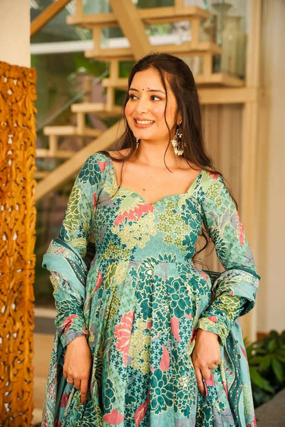 Aayaa Designer Cotton Silk Suit - Sky Blue