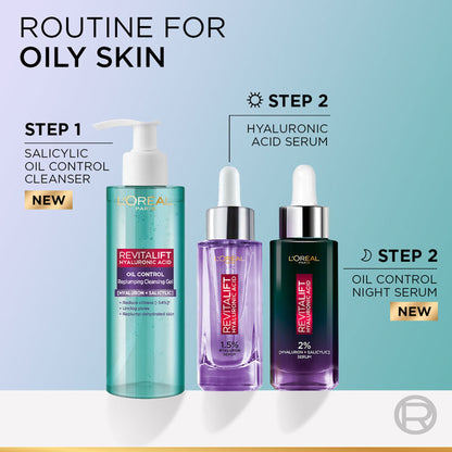 LOréal Paris Revitalift Hyaluronic Acid Oil Control Serum 2% Hyaluronic Salicylic Acid, Shine Free