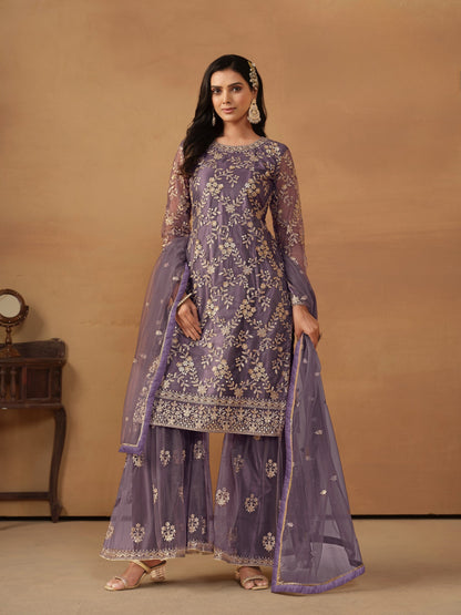 Anaita Purple Embroidered Net Salwar Suit
