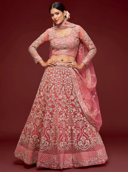 Tulsi Art Alluring Pink Dori Work Soft Net Ceremony Wear Lehenga Choli