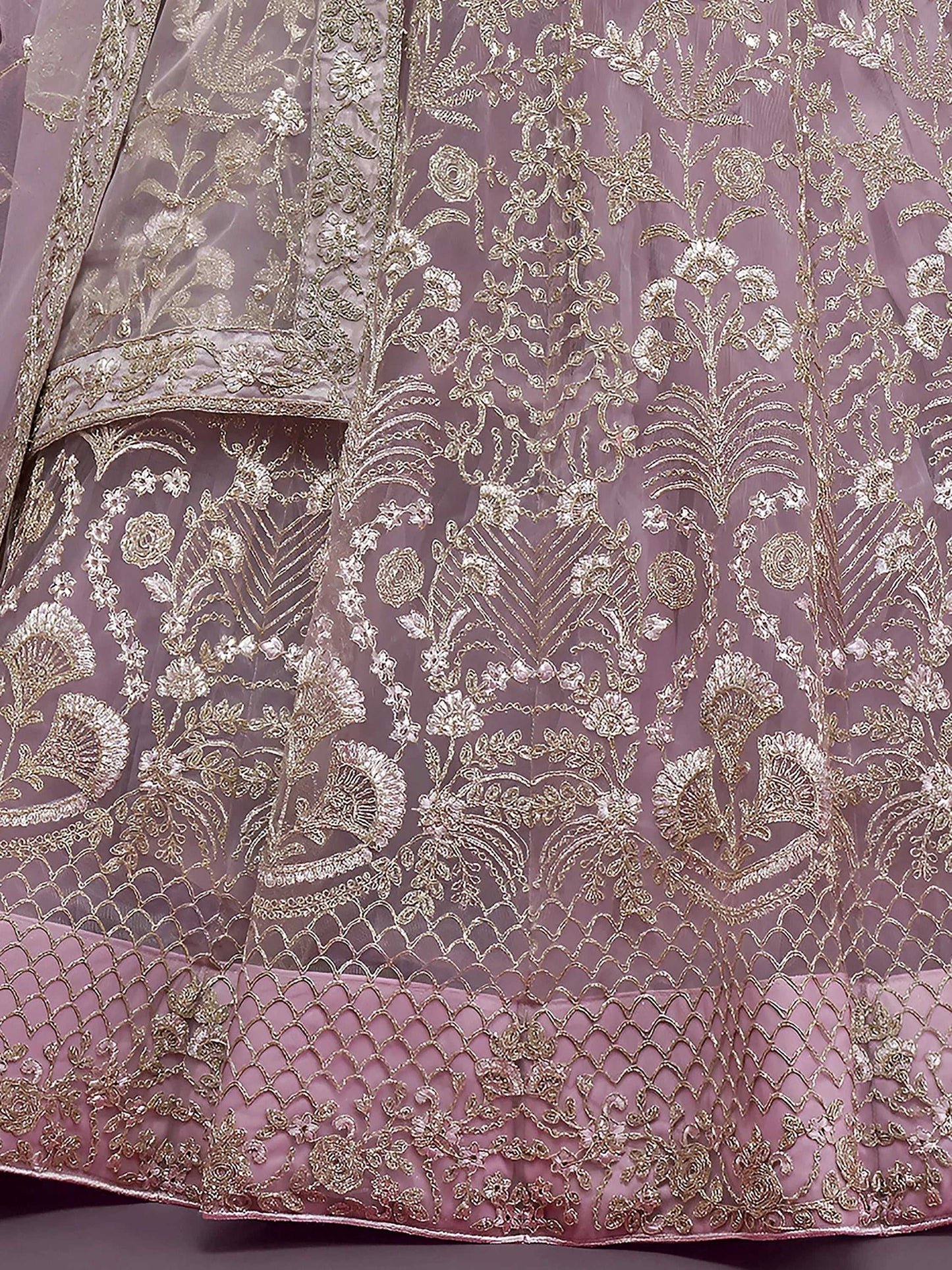 Tulsi Art Exquisite Lilac Dori Work Soft Net Occasion Wear Lehenga Choli