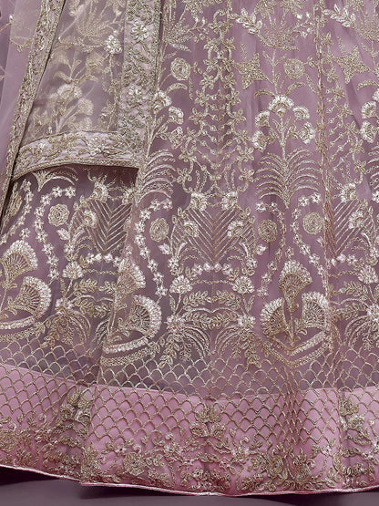Tulsi Art Exquisite Lilac Dori Work Soft Net Occasion Wear Lehenga Choli