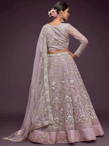 Tulsi Art Exquisite Lilac Dori Work Soft Net Occasion Wear Lehenga Choli