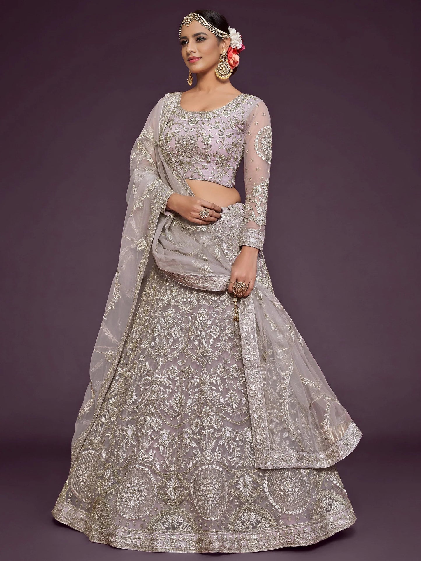 Tulsi Art Stunning Mauve Dori Work Soft Net Party Wear Lehenga Choli