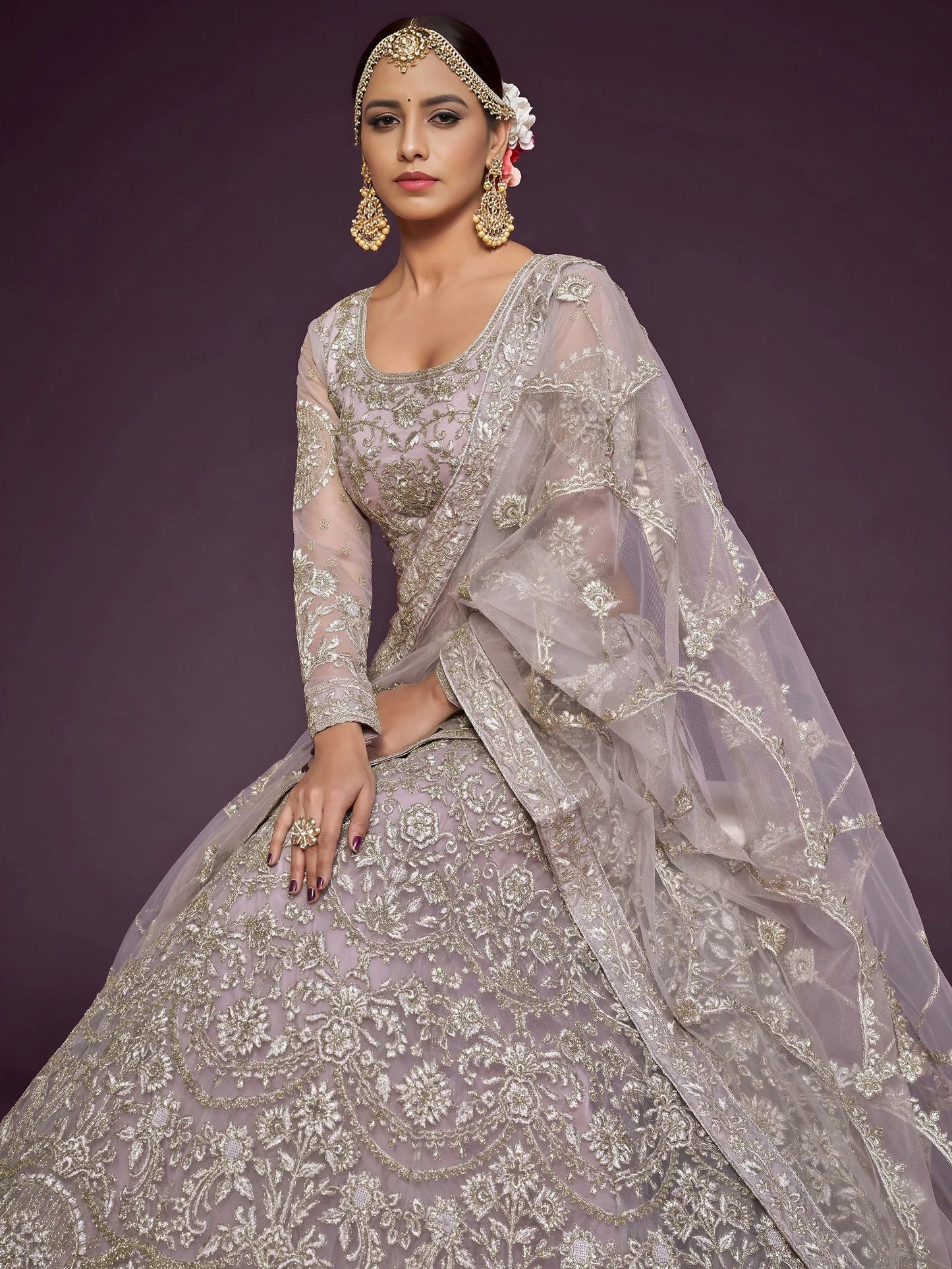 Tulsi Art Stunning Mauve Dori Work Soft Net Party Wear Lehenga Choli