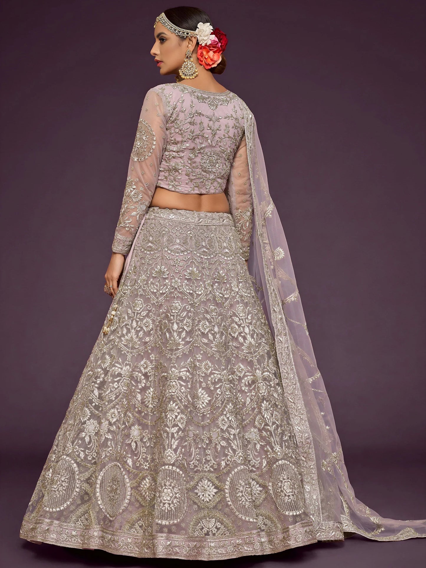 Tulsi Art Stunning Mauve Dori Work Soft Net Party Wear Lehenga Choli