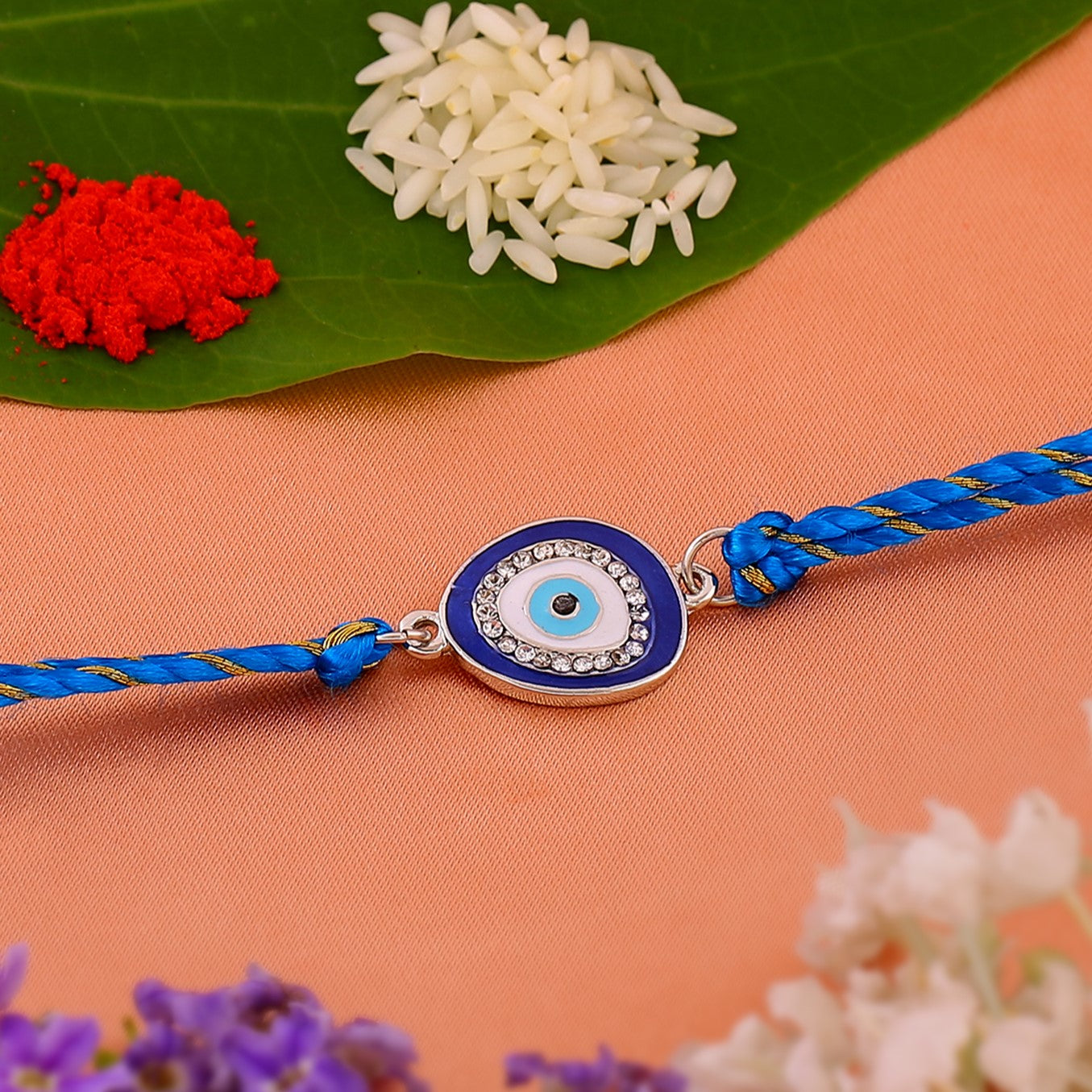 Rhodium Evil Eye Crystal Rakhi