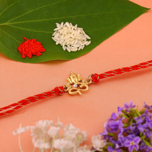Gold Ganpati Crystal Designer Rakhi