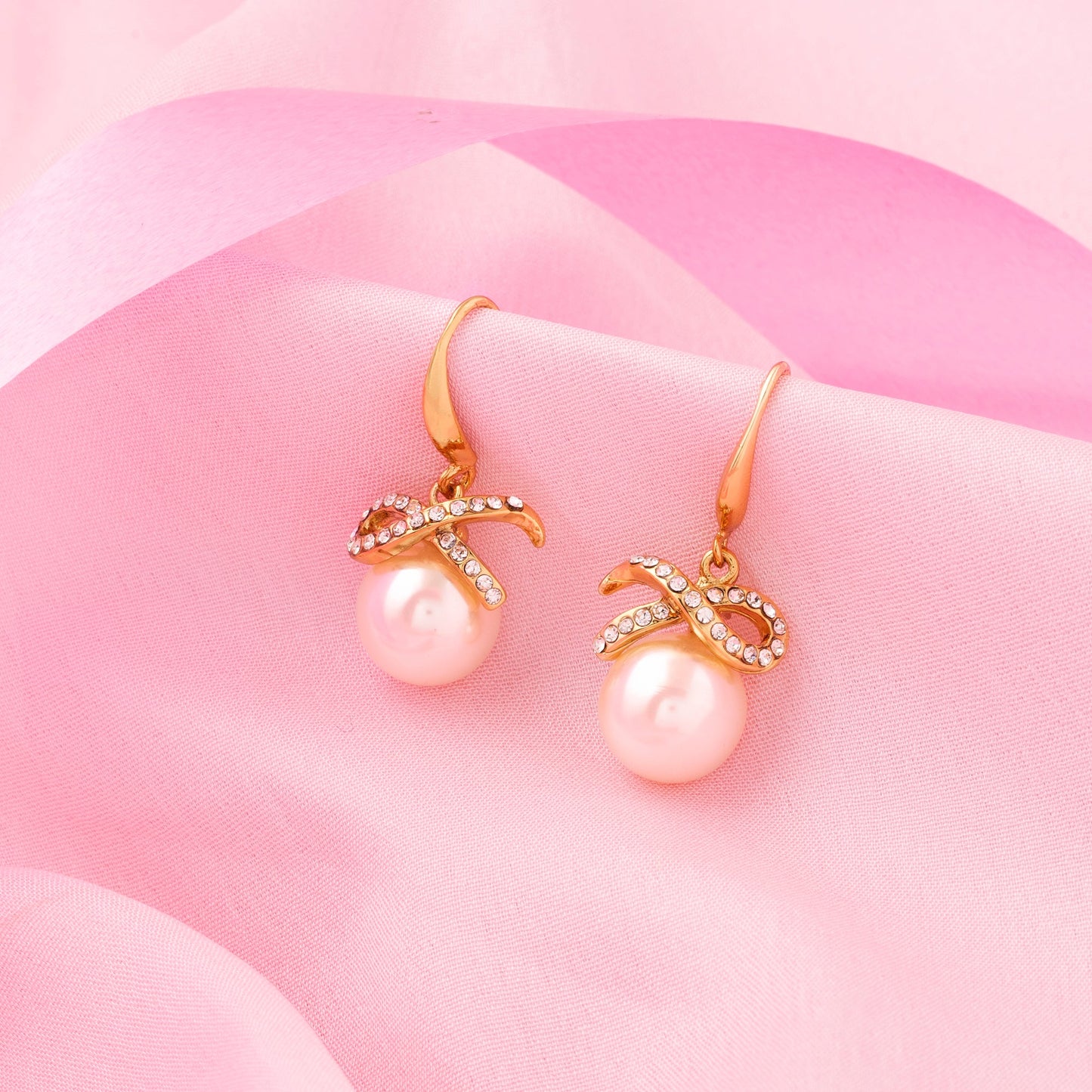 24Kt Pearl Drop Crystal Earrings