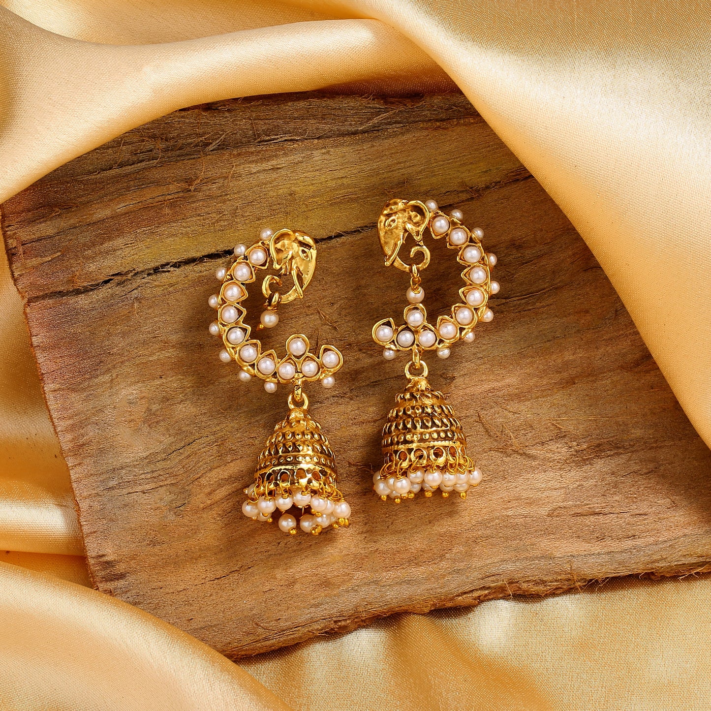 Elephant Pearl Jhumka Earrings
